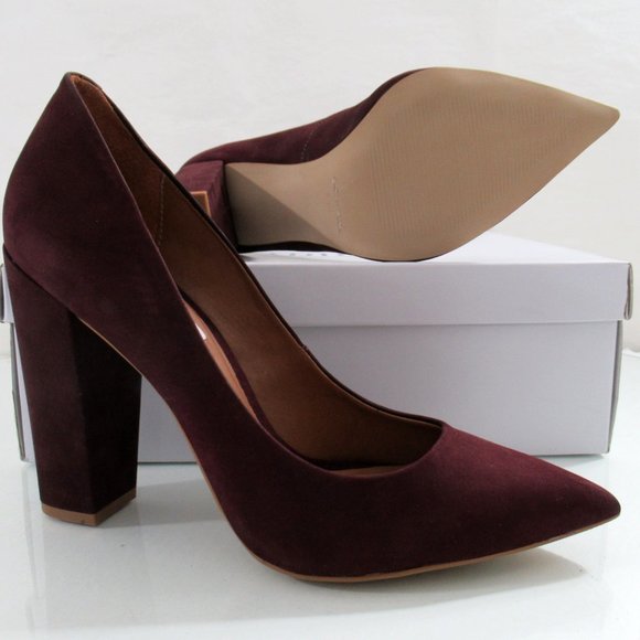 Steve Madden Primpy Pointed Toe Block Heel Dress Pumps Burgundy Nubuck Size 9.5 - Picture 8 of 8